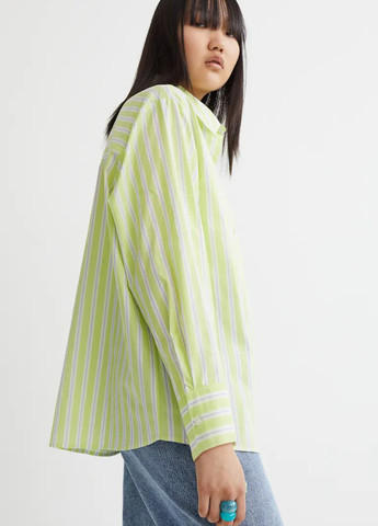Салатовая кэжуал рубашка в полоску H&M