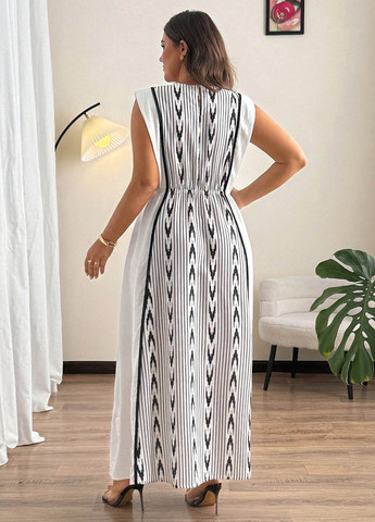 Білий кежуал сукня SHEIN з геометричним візерунком