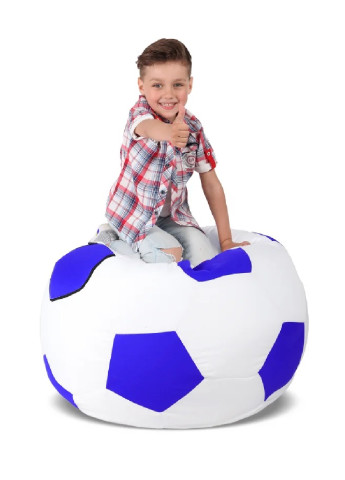 Безкаркасне крісло мішок футбольний м'яч 100х100 см (31225-Нов) Білий з синім Francesco Marconi (251109429)