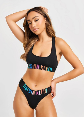 Чёрный топ бюстгальтер Calvin Klein без косточек хлопок