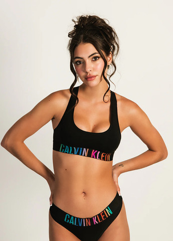 Чёрный топ бюстгальтер Calvin Klein без косточек хлопок