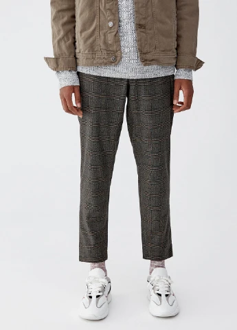 Комбинированные кэжуал демисезонные прямые, укороченные брюки Pull & Bear