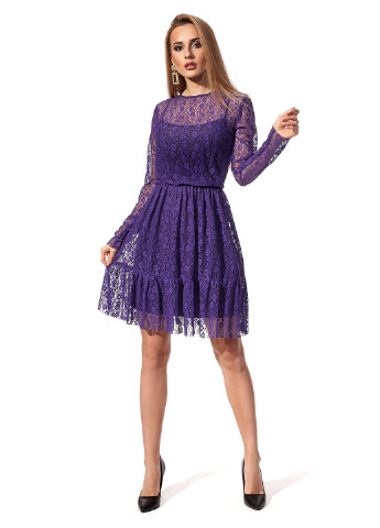 Фіолетова коктейльна плаття, сукня а-силует SL- FASHION однотонна
