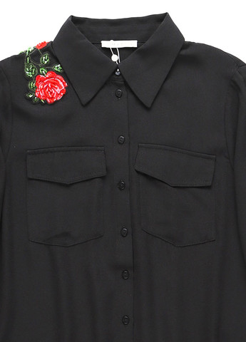 Черная кэжуал рубашка однотонная MINT&BERRY