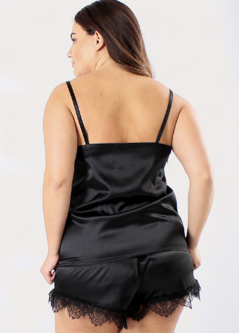 Черный демисезонный комплект (халат, топ, шорты) Ghazel