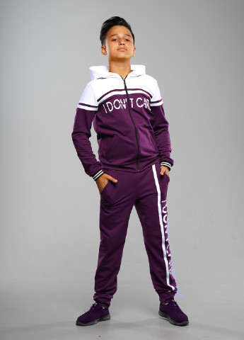 Фіолетовий демісезонний фіолетовий демісезонний спортивний костюм з написами брючний Sinthia