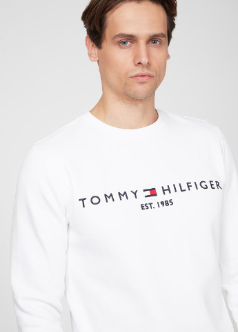 Свитшот Tommy Hilfiger - Прямой крой однотонный белый кэжуал хлопок, трикотаж - (251449568)