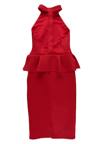 Красное кэжуал, вечернее, коктейльное платье футляр, с баской True Violet однотонное