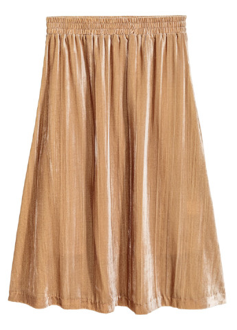 Светло-бежевая кэжуал однотонная юбка H&M плиссе, клешированная