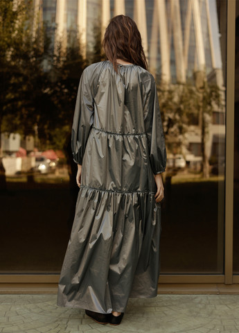 Серое кэжуал платье клеш WKMF однотонное