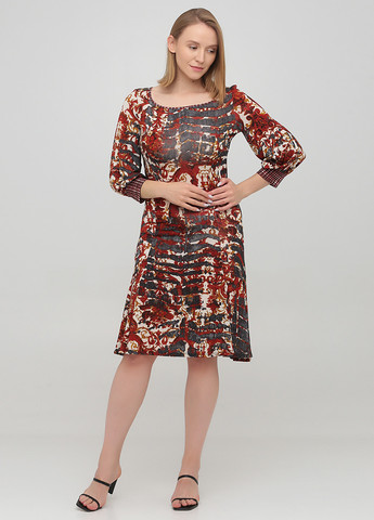 Бордовое кэжуал платье Just Cavalli с абстрактным узором