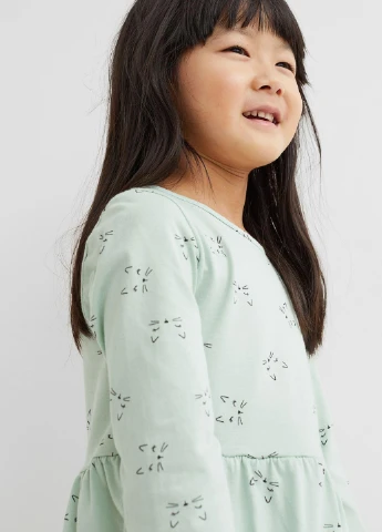 М'ятна сукня демісезон,м'ятний в чорні візерунки, H&M (254733151)