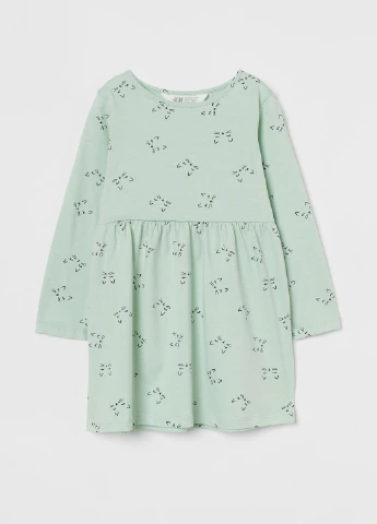 М'ятна сукня демісезон,м'ятний в чорні візерунки, H&M (254733151)