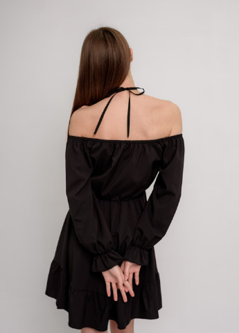 Черное коктейльное воздушное легкое платье Hand Made однотонное