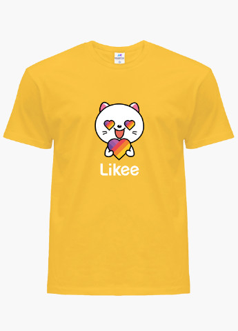 Желтая демисезонная футболка детская лайк котик (likee cat)(9224-1036) MobiPrint