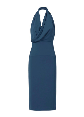 Блакитна святковий синя коктейльна міді сукня футляр Keepsake однотонна