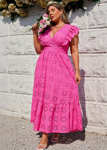 Фуксинова (кольору Фукія) кежуал сукня а-силует SHEIN однотонна