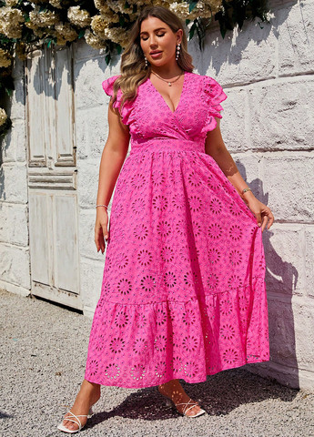 Фуксинова (кольору Фукія) кежуал сукня а-силует SHEIN однотонна