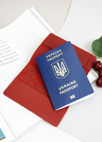 Подарочный женский набор №62 "Ukraine" (красный) в коробке: портмоне + обложка на паспорт + ключница HandyCover (253582513)