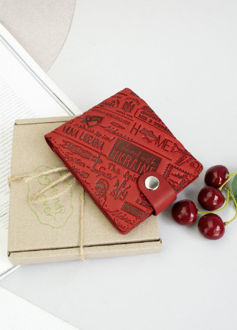 Подарочный женский набор №62 "Ukraine" (красный) в коробке: портмоне + обложка на паспорт + ключница HandyCover (253582513)