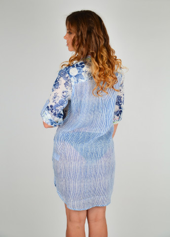 Голубое пляжное платье рубашка Iconique с цветочным принтом