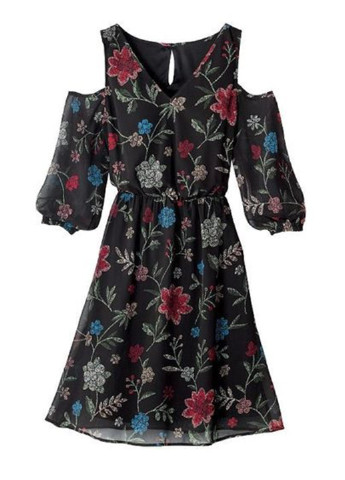 Черное кэжуал платье клеш Signature Collection с цветочным принтом
