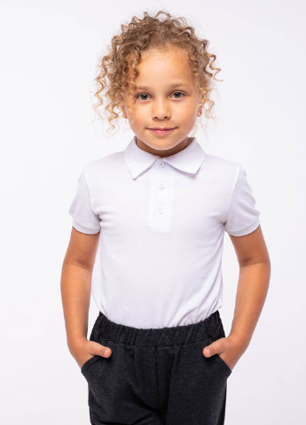 Белая детская футболка-поло для девочки Vidoli однотонная