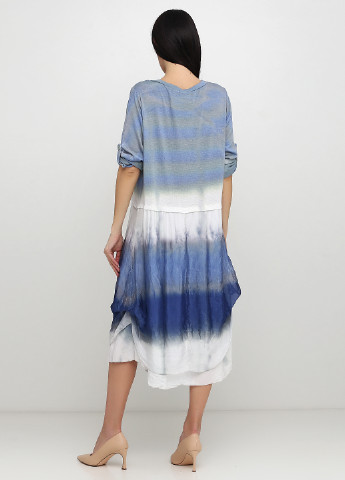 Серо-синее кэжуал платье клеш Made in Italy в полоску