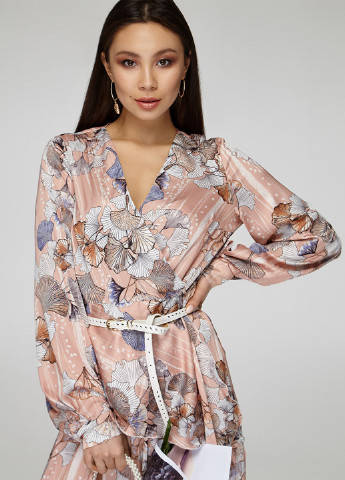 Рожева кежуал плаття, сукня на запах Solh з квітковим принтом