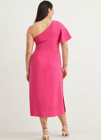 Малиновое кэжуал платье на одно плечо C&A однотонное