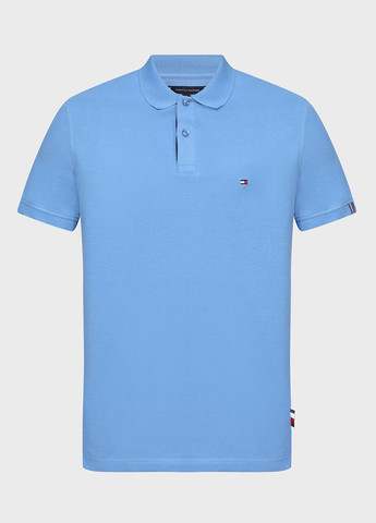Голубой футболка-поло для мужчин Tommy Hilfiger однотонная