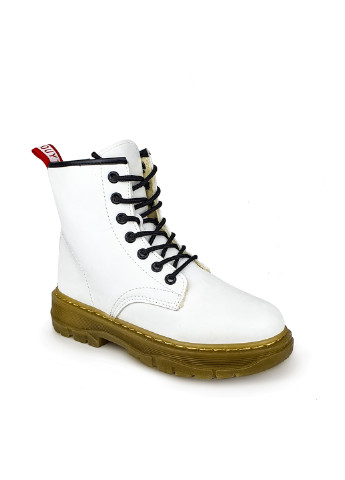 Осенние белые женские ботинки из эко кожи на шнуровке Fashion из искусственной кожи