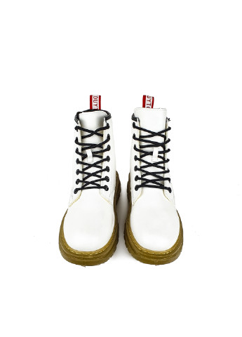 Осенние белые женские ботинки из эко кожи на шнуровке Fashion из искусственной кожи