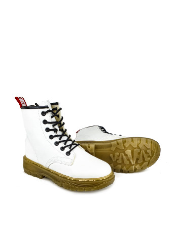 Осенние белые женские ботинки из эко кожи на шнуровке Fashion из искусственной кожи