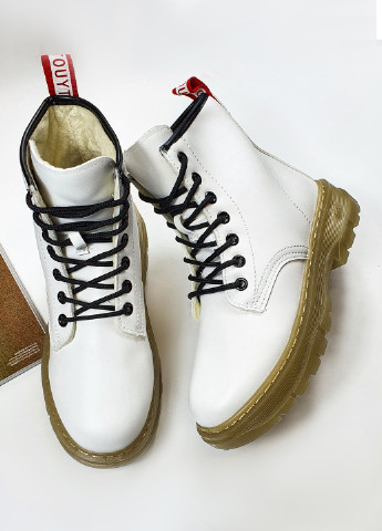 Осенние белые женские ботинки из эко кожи на шнуровке Fashion из искусственной кожи
