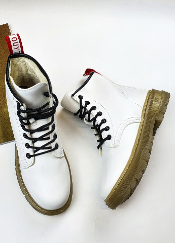 Осенние белые женские ботинки из эко кожи на шнуровке Fashion из искусственной кожи