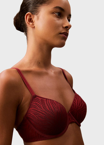 Бордовый балконет бюстгальтер Calvin Klein с косточками полиамид