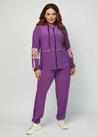 Костюм (толстовка, брюки) Miledi абстрактний пурпурний спортивний віскоза, еластан, поліестер, трикотаж