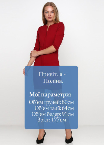 Темно-красное кэжуал платье футляр Sandro Ferrone однотонное