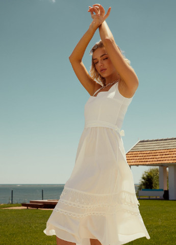 Білий кежуал біла бавовняна сукня Gepur однотонна