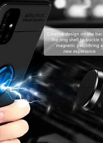 TPU чехол ColorRing под магнитный держатель (opp) для Samsung Galaxy M51 Черный / Синий (is_00000038252_4) Deen (238479233)