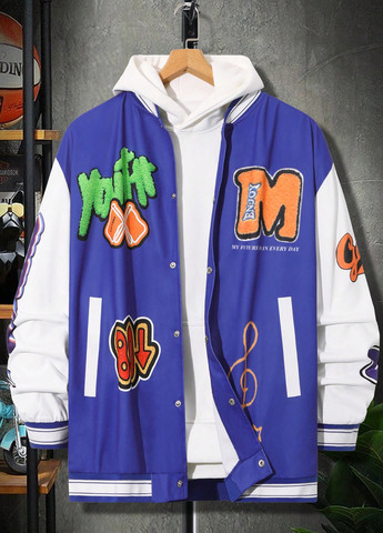 Бомбер SHEIN бейсбольний на кнопках (366071709)