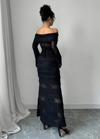 Чорна святковий, вечірня сукня годе SHEIN однотонна