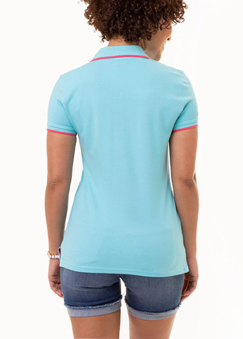 Голубой женская футболка-поло U.S. Polo Assn. однотонная
