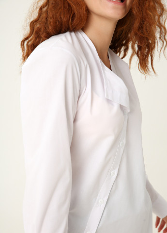 Біла демісезонна біла блуза з косою застібкою і довгими рукавами INNOE Рубашка