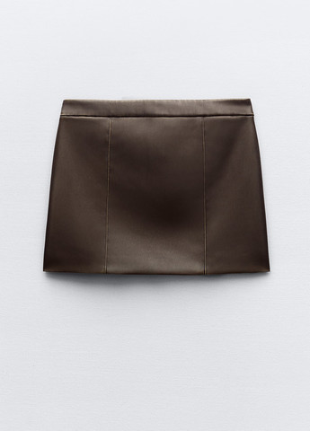 Темно-коричневая кэжуал однотонная юбка Zara