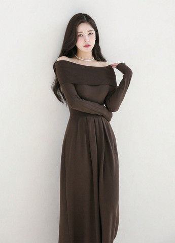 Коричнева кежуал сукня кльош Dazy однотонна