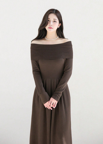 Коричнева кежуал сукня кльош Dazy однотонна