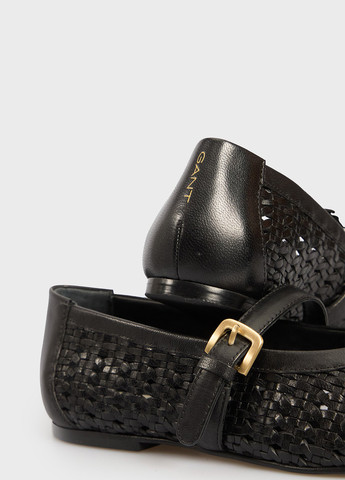 Жіночі балетки Gant | чорні однотонні логотип, плетіння натуральна шкіра (347581764)