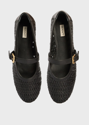 Жіночі балетки Gant | чорні однотонні логотип, плетіння натуральна шкіра (347581764)